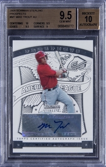 2009 Bowman Sterling Prospects Auto #MT Mike Trout Signed Card - BGS GEM MINT 9.5/BGS 10